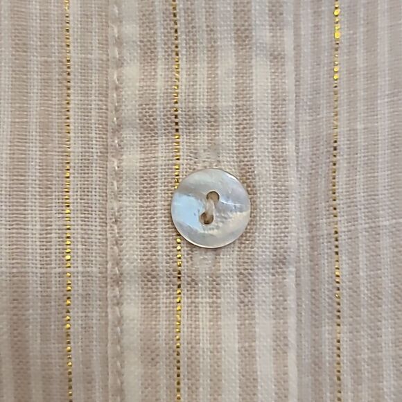 St. Tropez West Long Sleeve Button Down 100% Linen Tunic Blouse Top Size M - Picture 9 of 11